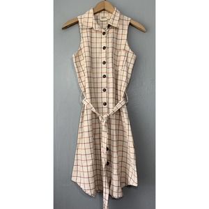 Mata Traders Womens Size XS Cotton Plaid Button Up Belted Shirt Dress Minimalist